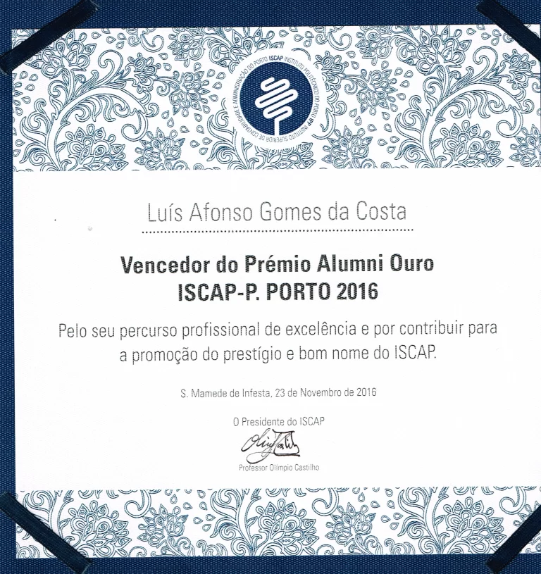 Prémio ALUMNI Ouro 2016